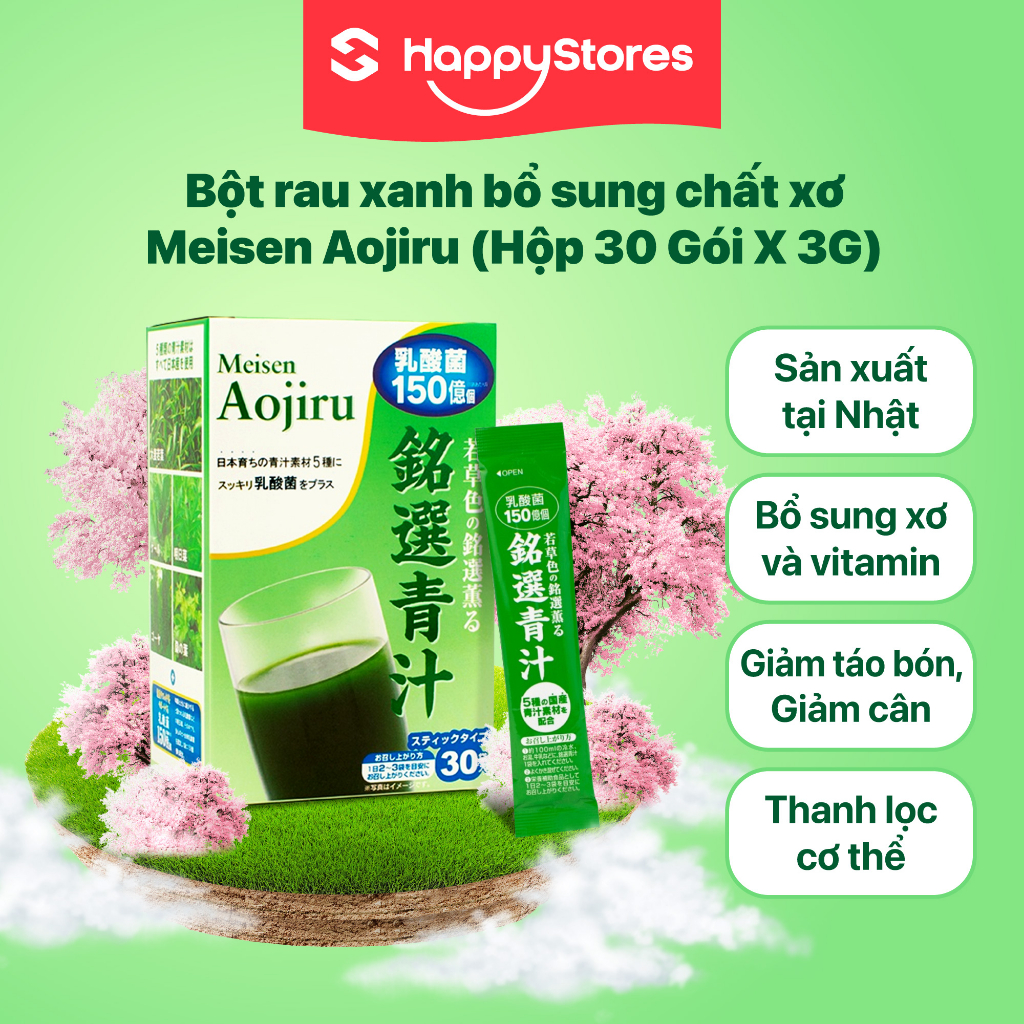 Bột Rau Xanh Bổ Sung Chất Xơ làm sáng da Meisen Aojiru  Hàng chuẩn Nhật Bản