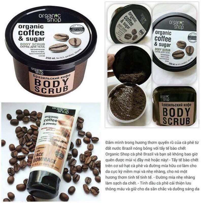 0Tẩy Da Chết Toàn Thân Quế Hồi Cà Phê Nga 380g và Tẩy Tế Bào Chết Cho Mặt 100g Exclusive Cosmetics