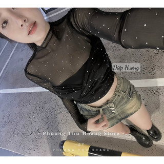 Áo lưới đính đá siêu hot kèm ảnh thật