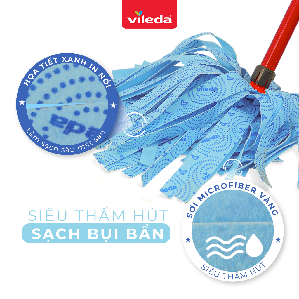 Cây lau nhà đa năng VILEDA Supermocio Wet mop vải sợi microfibre - TSU156306