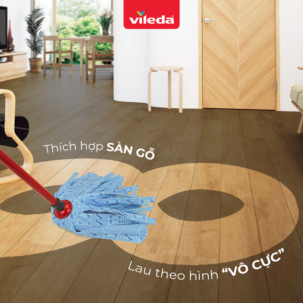 Cây lau nhà đa năng VILEDA Supermocio Wet mop vải sợi microfibre - TSU156306