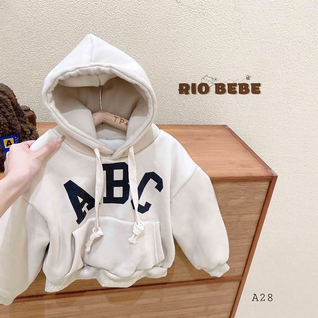 Áo Nỉ hoodie dài tay ABC 2 lớp lót lông nhung dày dặn cho bé ấm áp pc HÀn-a28