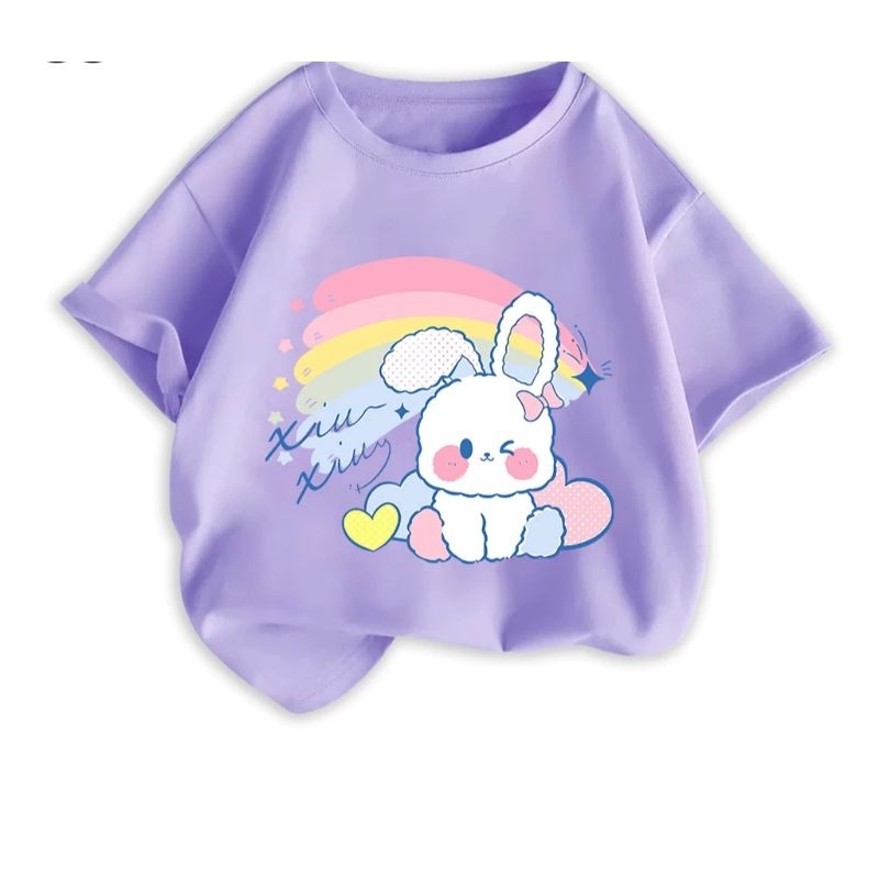 Áo thun cho bé gái .in hình thỏ ngọc siêu dễ thương.