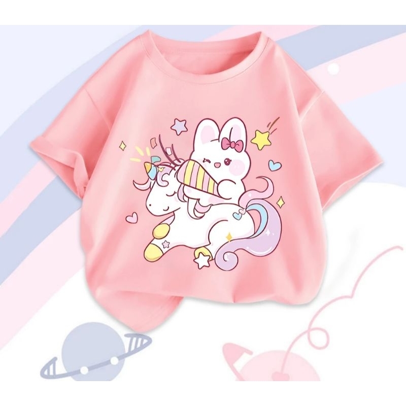 Áo thun cho bé gái .in hình thỏ ngọc siêu dễ thương.