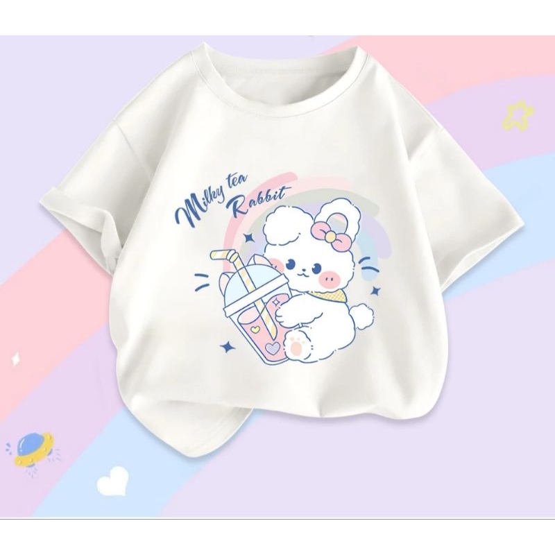Áo thun cho bé gái .in hình thỏ ngọc siêu dễ thương.