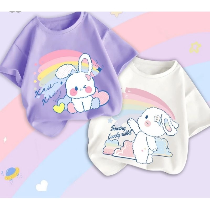 Áo thun cho bé gái .in hình thỏ ngọc siêu dễ thương.
