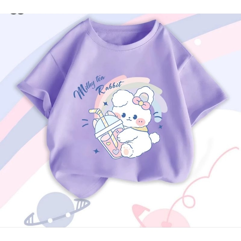 Áo thun cho bé gái .in hình thỏ ngọc siêu dễ thương.