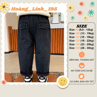 Quần bò jeans cho bé JEANBECO, jeans bò cho trai và bé gái dáng suông lưng co giãn QD14