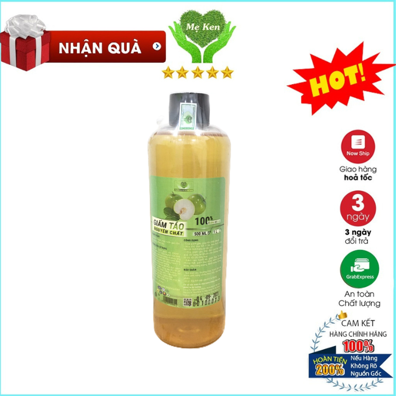 Giấm táo hữu cơ nguyên chất Mẹ Ken 500ml, dấm táo trái cây uống giảm cân hiệu quả