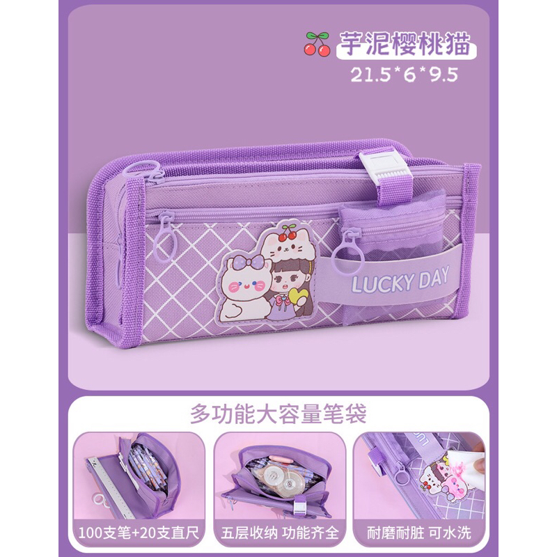 Hộp bút 5 ngăn vải oxford gia công