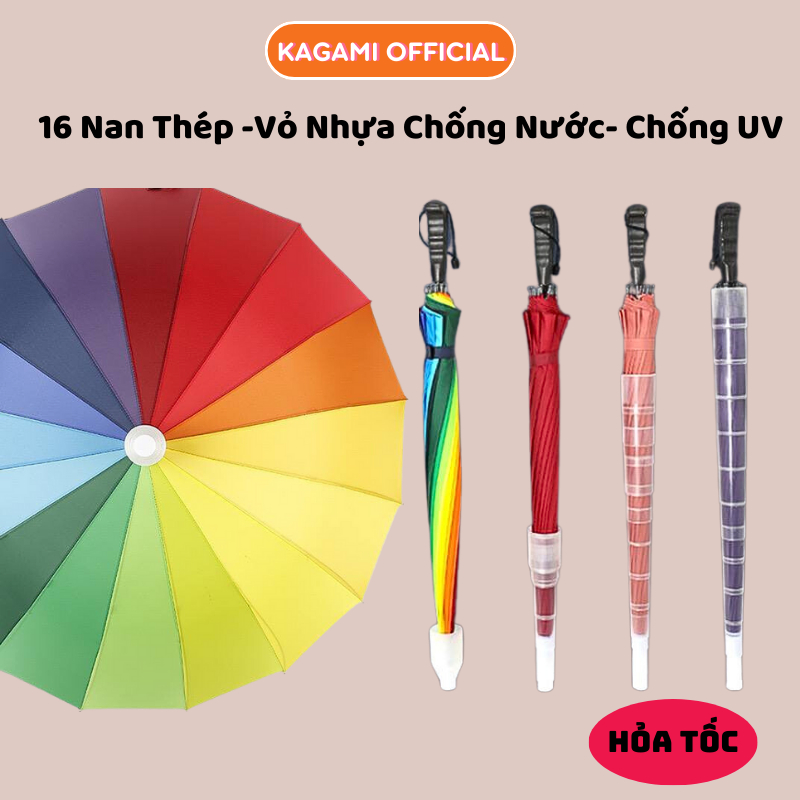 mẫu Ô Che Mưa Cỡ Lớn Kagami 16 Nam Dù Chống Tia Uv Kèm Vỏ Nhựa Chống Nước