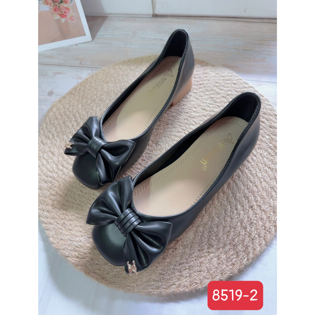 Giày Búp Bê Nữ hàng xịn da mềm kiểu nơ cực sang màu trắng kem, đen, nude size 35-39 - 8519-2👠👠