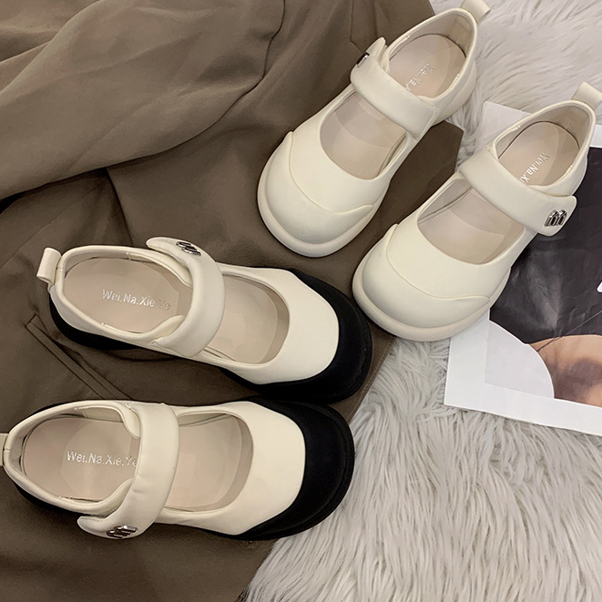 Giày búp bê nữ đế cao LUJI fullbox bản da mềm cao cấp - Giày lolita nữ quai dán dễ thương