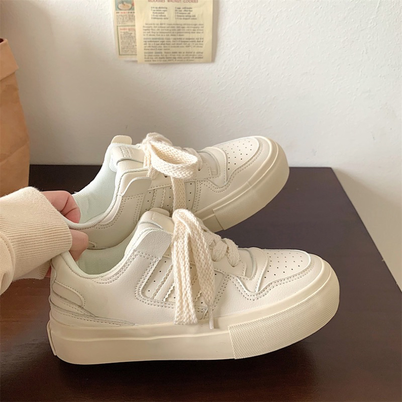 Giày sneaker Ulzzang CHÍNH HÃNG chất da PU đế cao 4cm đơn giản basic phong cách hàn quốc
