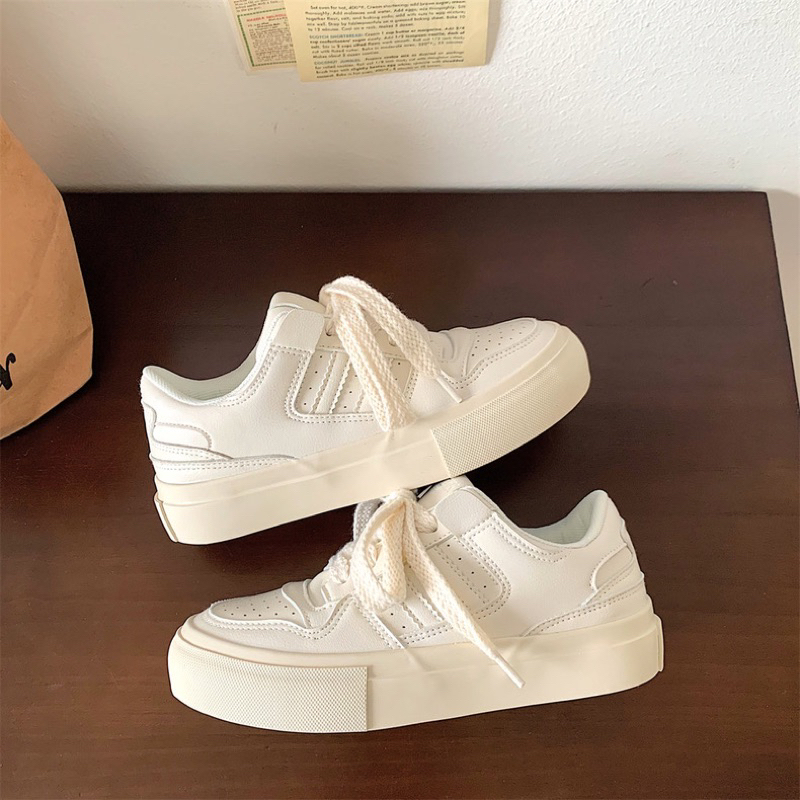 Giày sneaker Ulzzang CHÍNH HÃNG chất da PU đế cao 4cm đơn giản basic phong cách hàn quốc