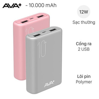 Pin sạc dự phòng polymer 10000mah ava+ pj jp192 hồng hàng like new