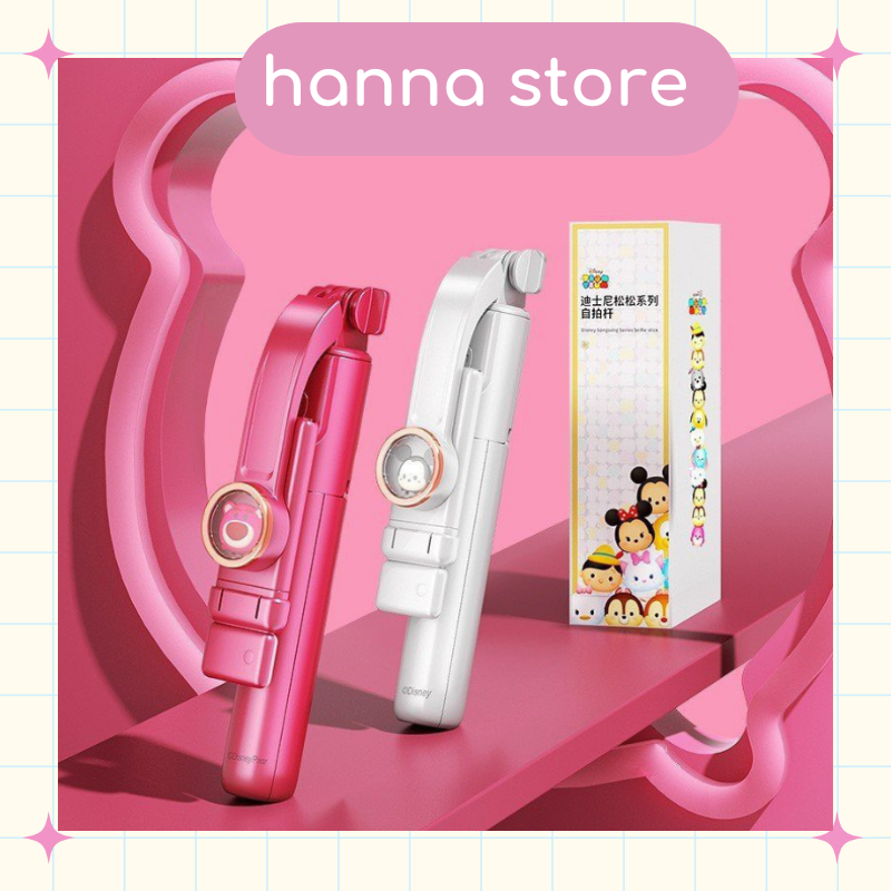 Gậy Tự Sướng Hình Gấu Dâu, Mickey Có Remote Điều Khiển và Đèn, Gậy Chụp Hình Dễ Thương Chất Lượng Cao (HANNA SHOP)