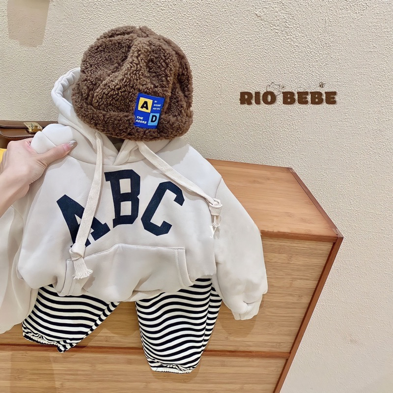 Áo Nỉ hoodie dài tay ABC 2 lớp lót lông nhung dày dặn cho bé ấm áp pc HÀn-a28