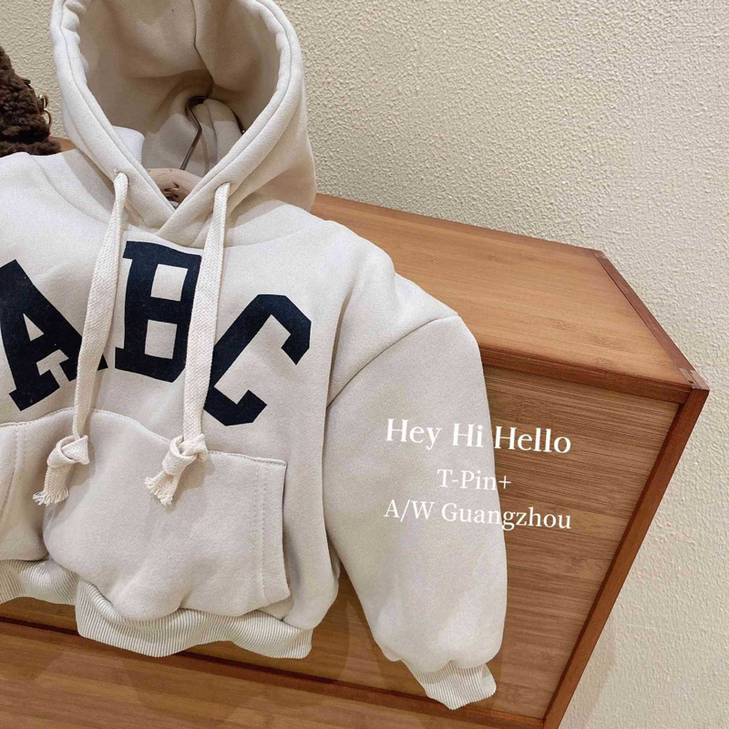 Áo Nỉ hoodie dài tay ABC 2 lớp lót lông nhung dày dặn cho bé ấm áp pc HÀn-a28