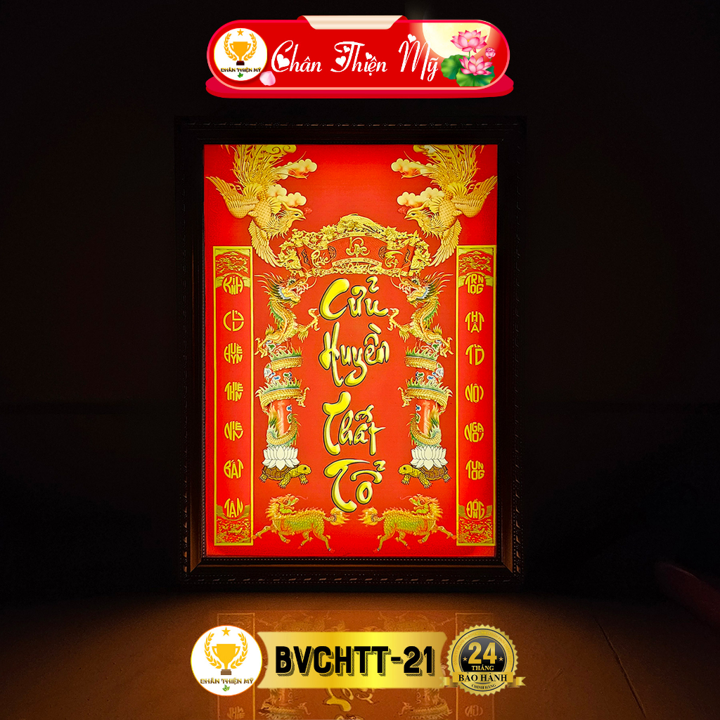 Bài Vị Cửu Huyền Thất Tổ In Tranh Trúc Chỉ CHÂN THIỆN MỸ, Trang Trí Bàn Thờ Gia Tiên BVCHTT-21