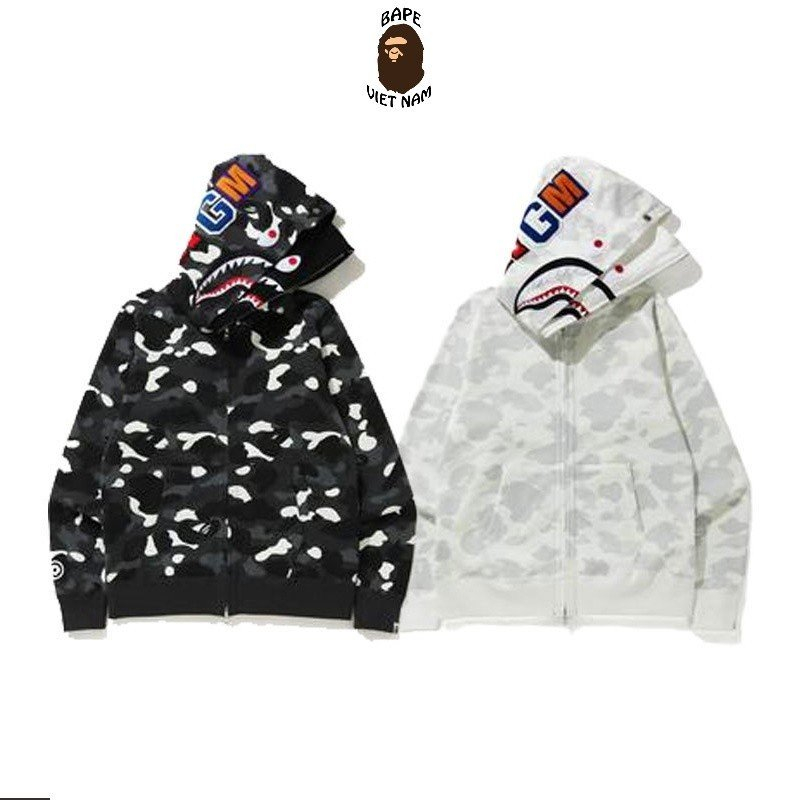 Áo nỉ hoodie zip bape cá mập mũ trùm 2 lớp cá tính, áo khoác nỉ bape galaxy hottrend, áo nỉ siêu nhân nhện