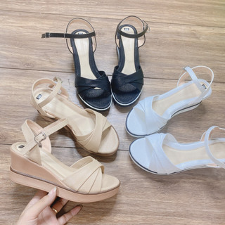 Dép sandal đế xuồng cao gót nữ 7cm siêu nhẹ phối màu cực phong cách - LC9