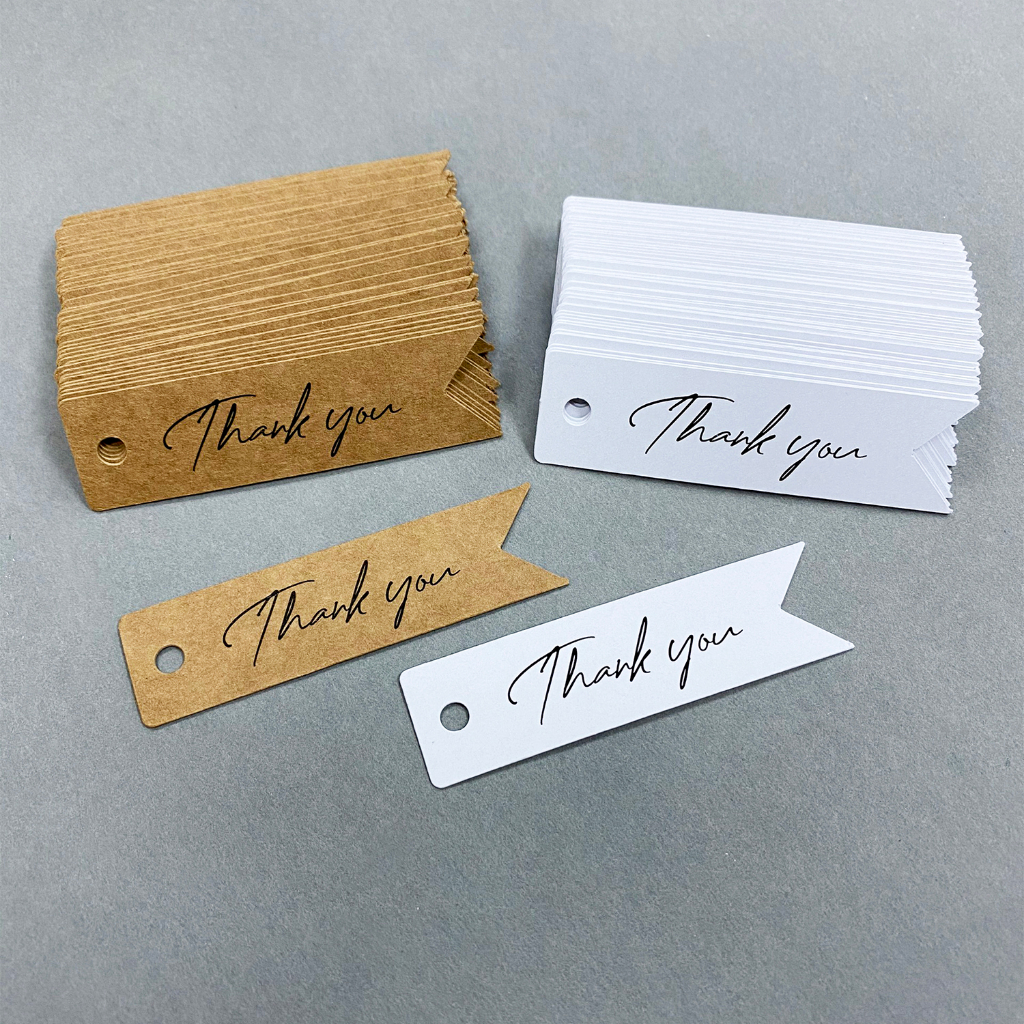100pcs,Thẻ Tag Tên THANK YOU Cám Ơn Giấy Kraft / Trắng