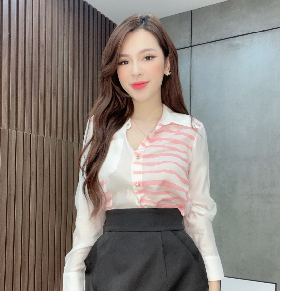 Áo sơ mi Liin Clothing họa tiết kẻ hồng túi trắng thiết kế sang trọng thanh lịch - SMD190MIX-S23