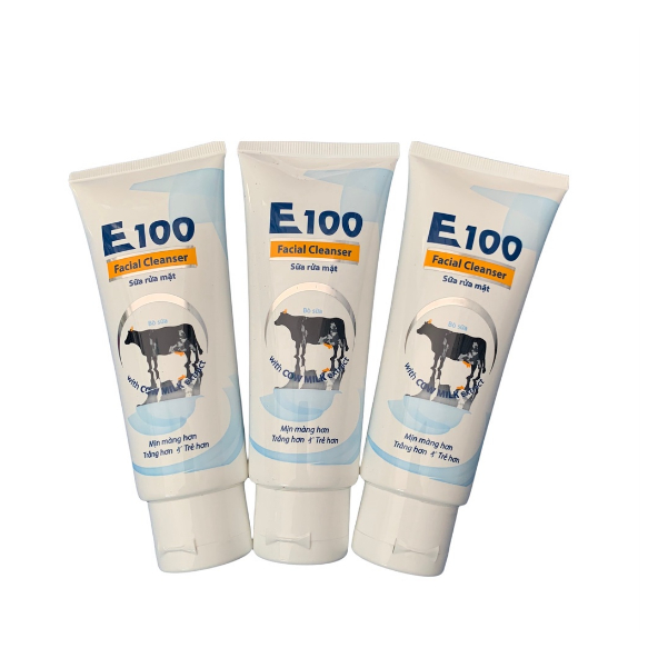 Sữa Rửa Mặt E100 100g - 80g - Nghệ - Bò - Nha Đam Cho Làn Da Sạch Và Sáng Mịn - Hàng Công Ty Loại 1