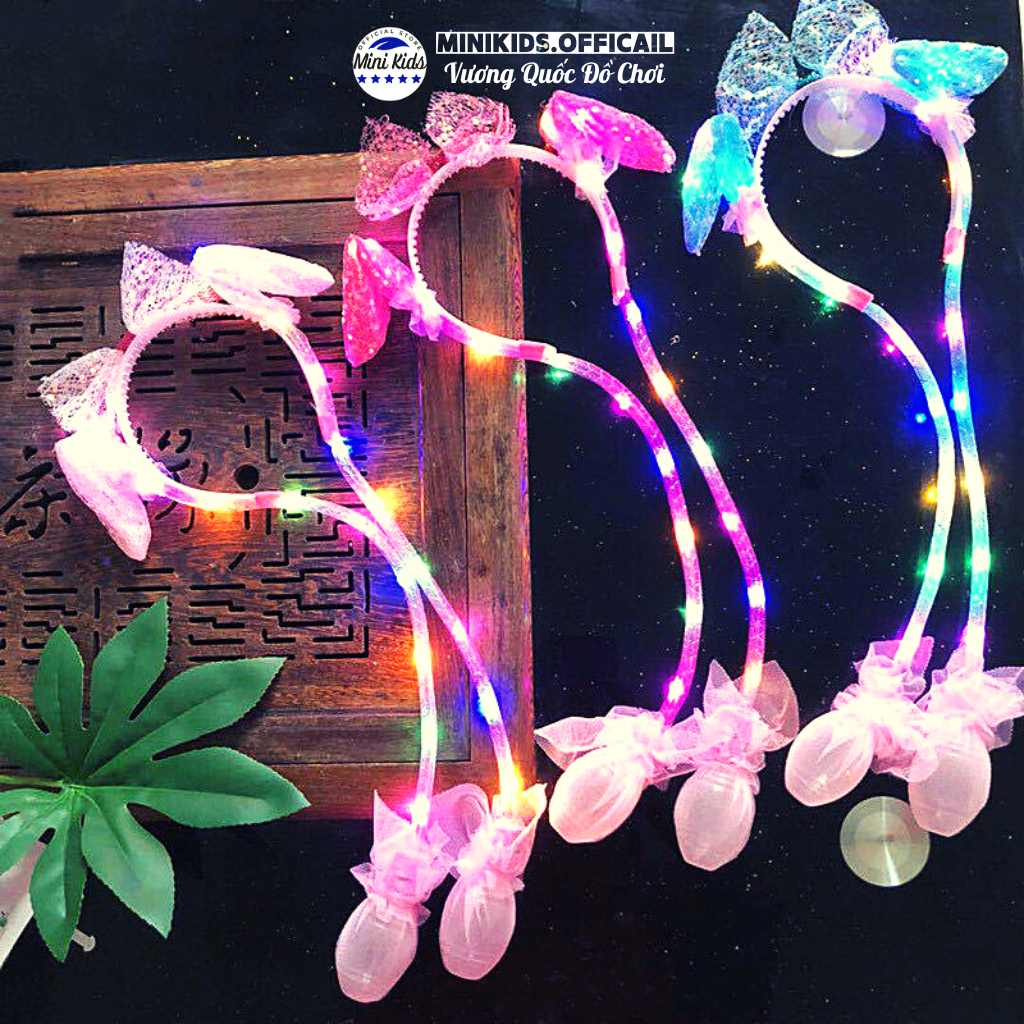 Bờm tai thỏ phát sáng Đồ chơi Noel 2024  Mũ nón băng đô tai thỏ có đèn Led lấp lánh - Đồ chơi MiniKids