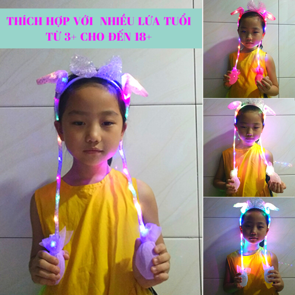 Bờm tai thỏ phát sáng Đồ chơi Noel 2024  Mũ nón băng đô tai thỏ có đèn Led lấp lánh - Đồ chơi MiniKids