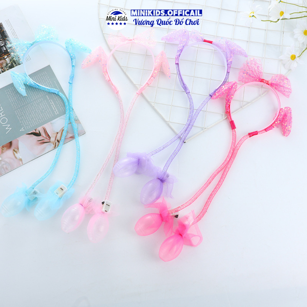 Bờm tai thỏ phát sáng Đồ chơi Noel 2024  Mũ nón băng đô tai thỏ có đèn Led lấp lánh - Đồ chơi MiniKids
