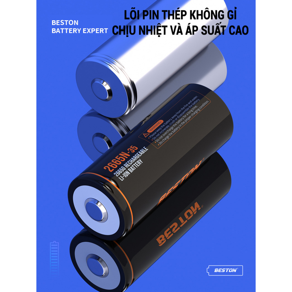 PIN sạc beston 26650 dung lượng 12950mWh 3.7V dùng cho đèn pin led