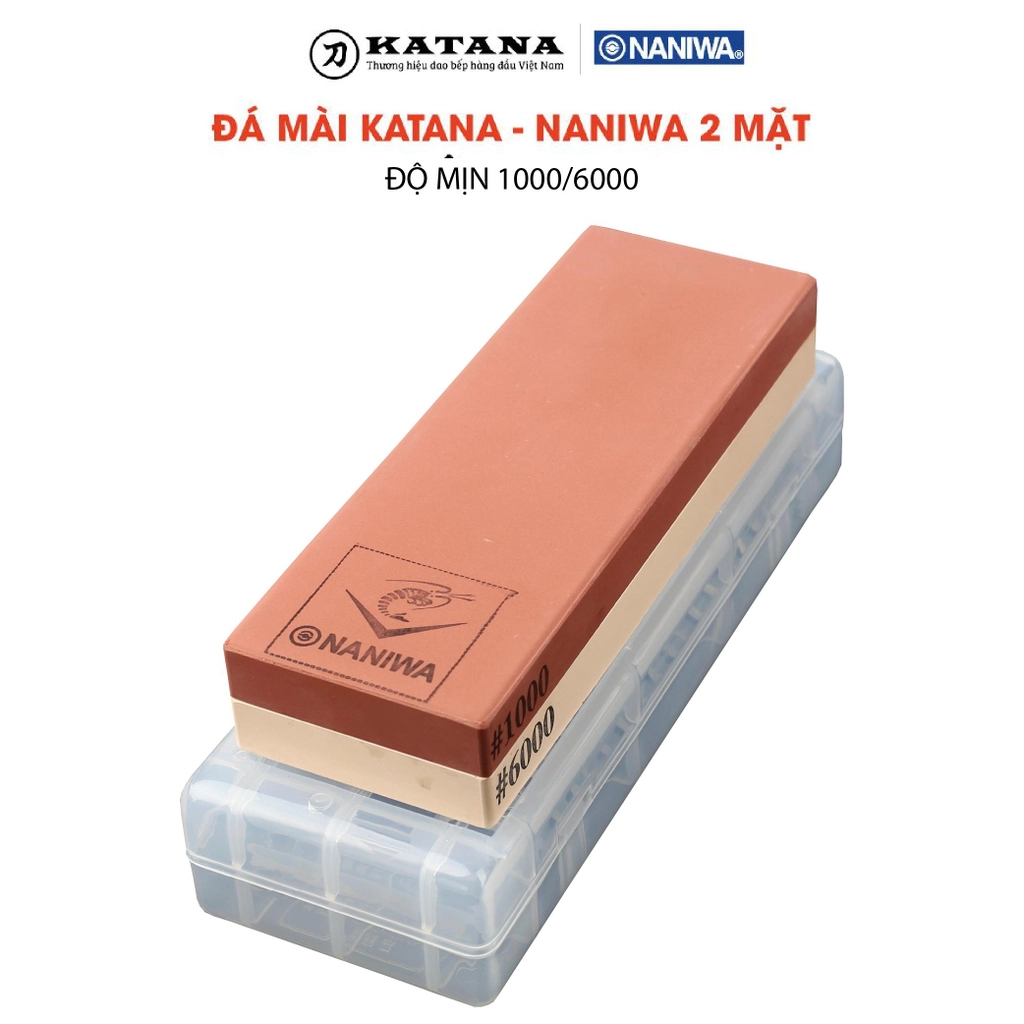 Đá bùn mài dao 2 mặt NANIWA x KATANA độ mịn #1000 và #6000 - NKT1000/6000D