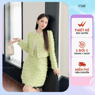 Set gồm áo khoác dạ kèm chân váy ngắn ys246 YAME