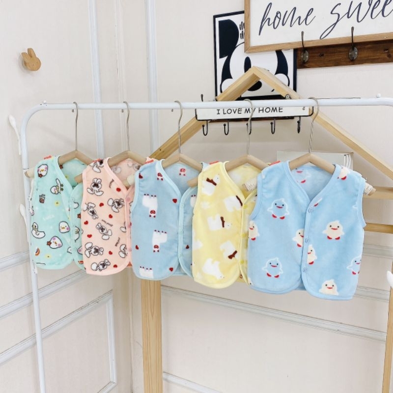Áo Gile Lông Tuyết Mềm Ấm Cho Bé 3-10Kg, Nhiều Mẫu