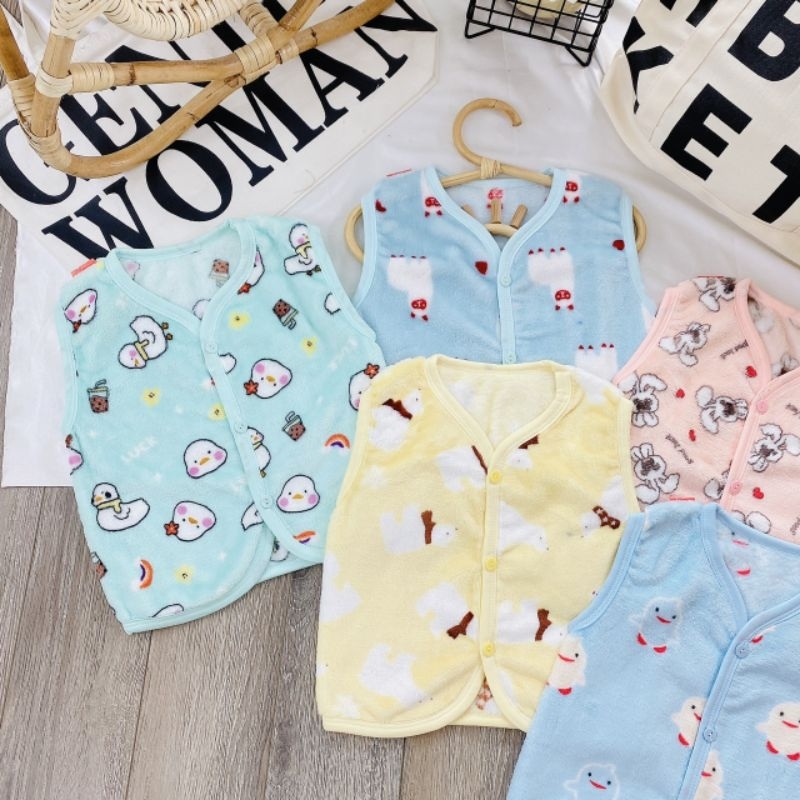 Áo Gile Lông Tuyết Mềm Ấm Cho Bé 3-10Kg, Nhiều Mẫu