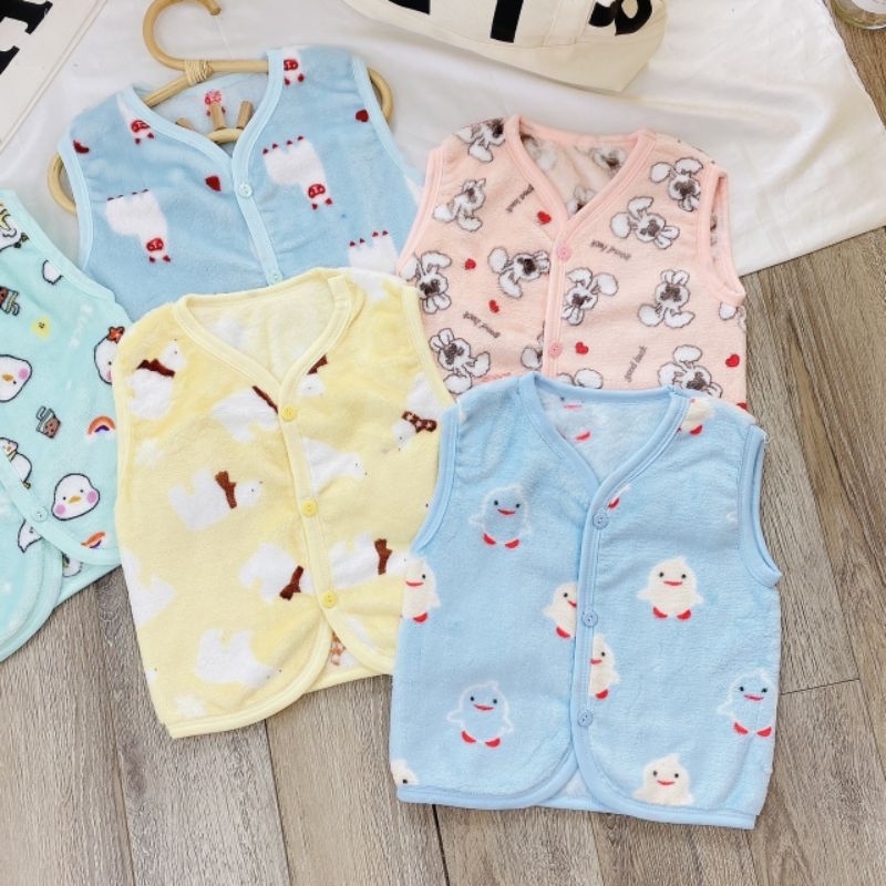 Áo Gile Lông Tuyết Mềm Ấm Cho Bé 3-10Kg, Nhiều Mẫu