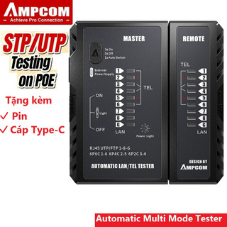 Bộ test mạng AMPCOM hỗ trợ nguồn 9V, cổng sạc Type C