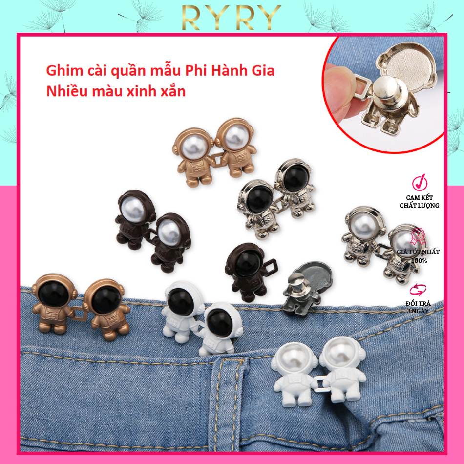 Ghim gấu điều chỉnh vòng eo quần jean, nút kim loại chỉnh eo quần hình  Phi Hành Gia Vũ Trụ xinh xắn