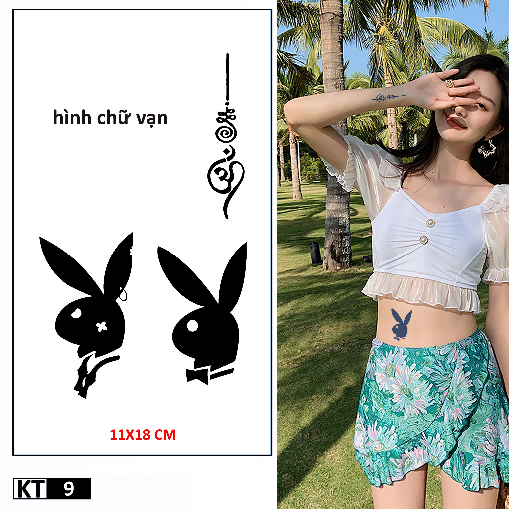 Hình xăm tạm thời thỏ xinh cho cho các bạn nam nữ phong cách mới 110x180 mm