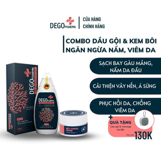 Combo dầu gội & kem bôi da dứt điểm nấm da đầu, viêm da, vảy nến Dego Pharma
