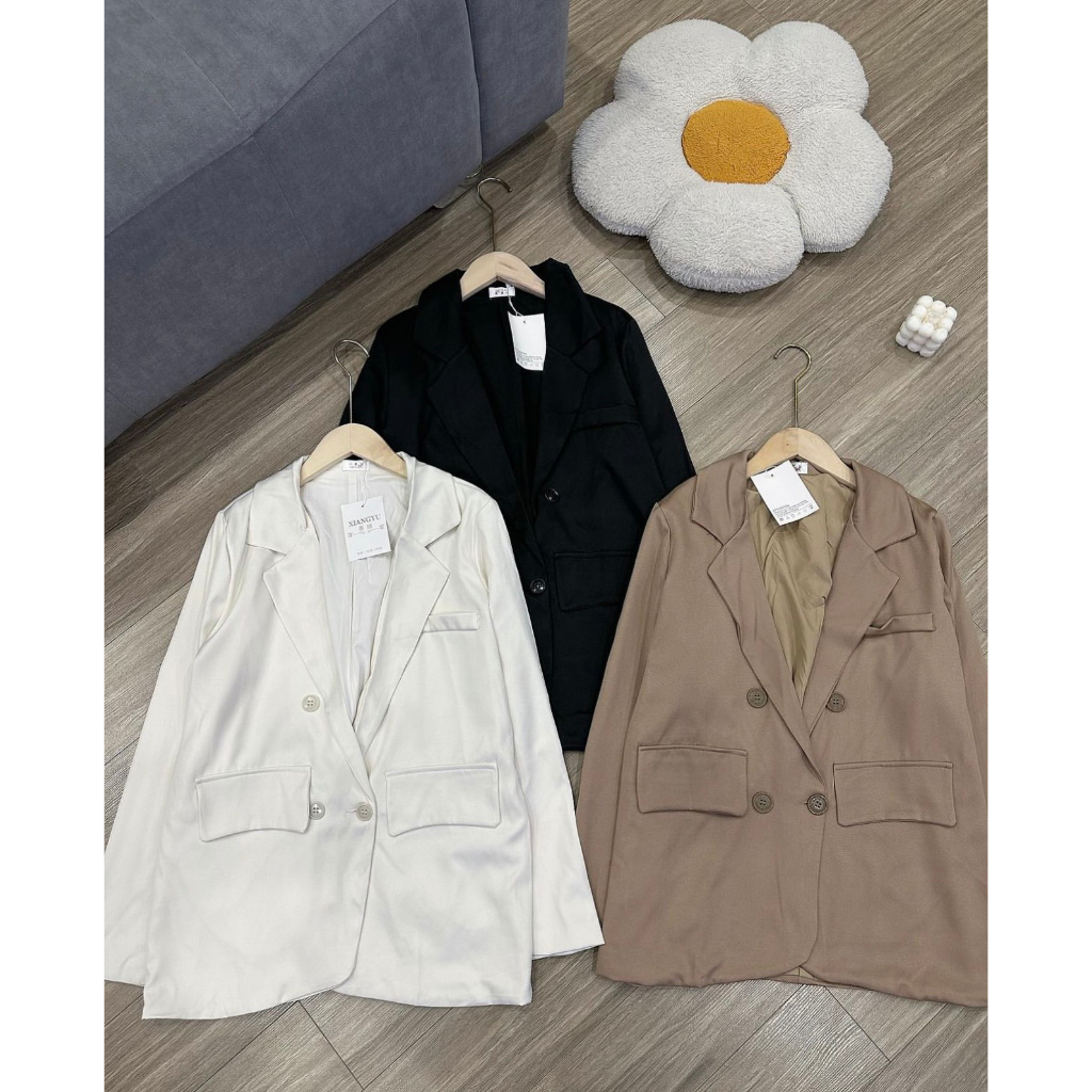 Áo khoác blazer dài tay dáng rộng, áo vest nữ phong cách công sở kiểu dáng Hàn Quốc