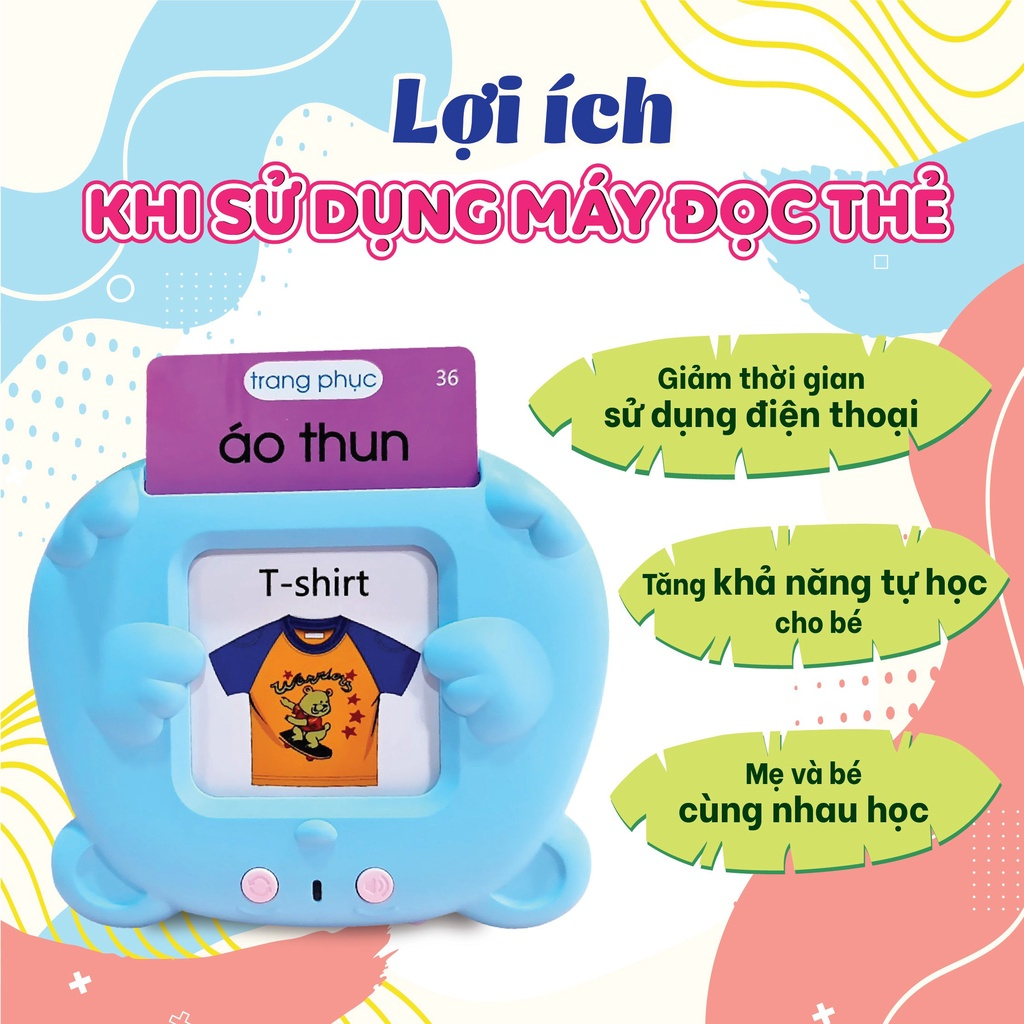 Máy đọc thẻ thông minh cho bé, kèm thẻ đọc - Đồ chơi giáo dục sớm, đọc thẻ Flashcard 510 từ vựng IQ Kao