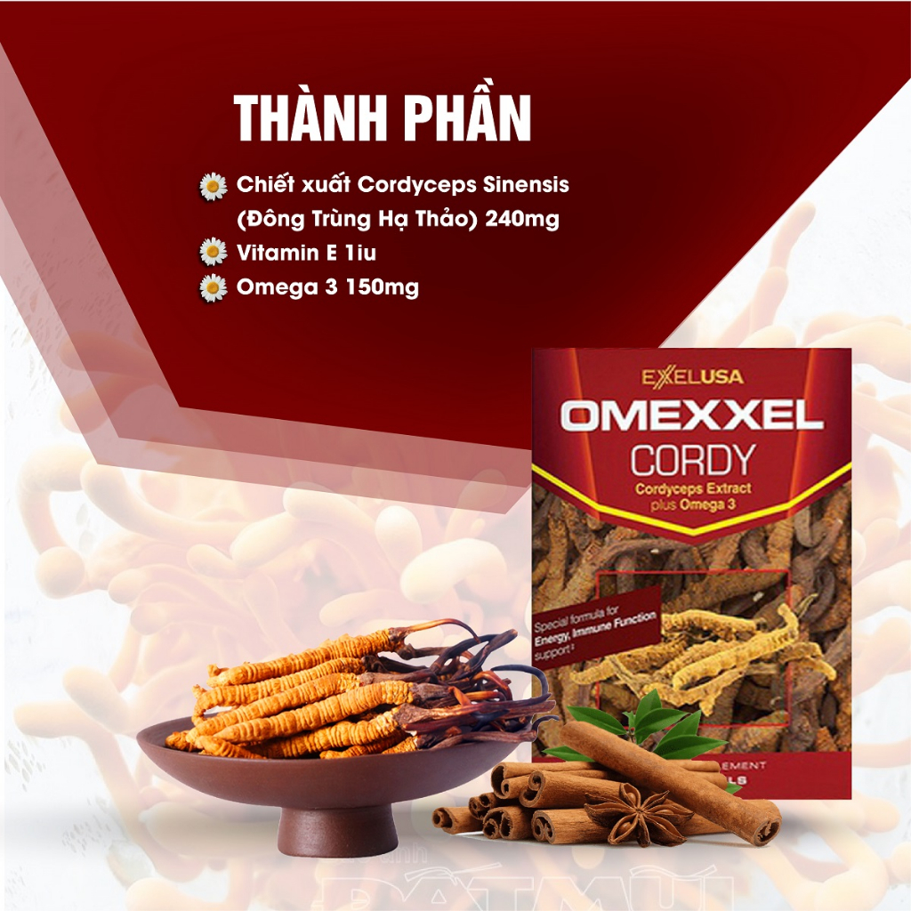 Viên Uống Đông Trùng Hạ Thảo Omexxel Cordy ( Hộp 30 Viên) - Xuất xứ Mỹ