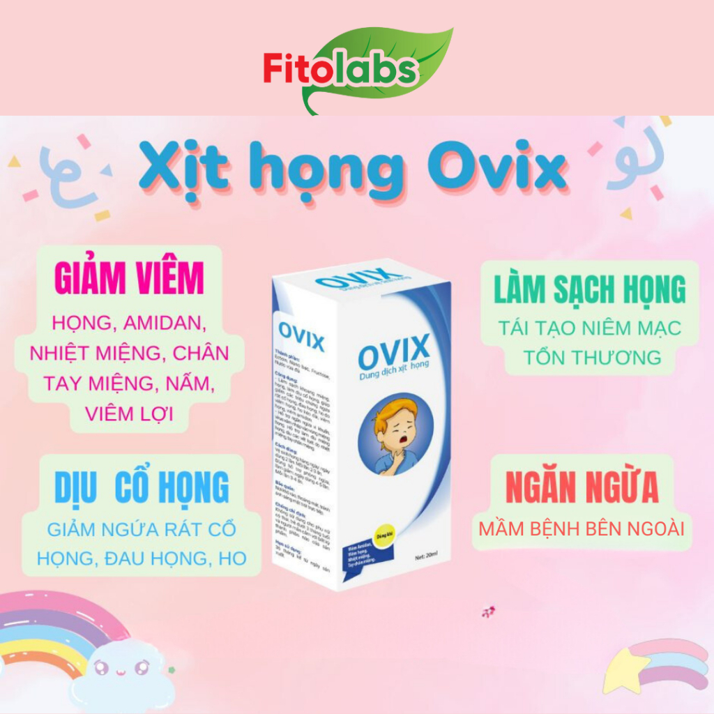 COMBO MŨI HỌNG 0VIX VA 20ML - Xịt Mũi Ovix VA C,Xịt Họng Ovix Chứa Nano Bạc Giúp Làm Sạch Mũi, Giảm Viêm