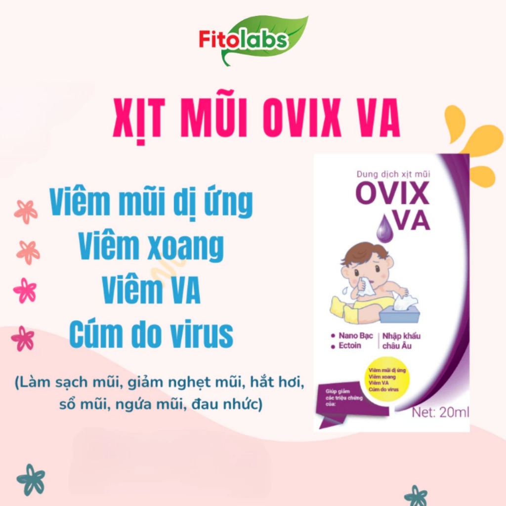 COMBO MŨI HỌNG 0VIX VA 20ML - Xịt Mũi Ovix VA C,Xịt Họng Ovix Chứa Nano Bạc Giúp Làm Sạch Mũi, Giảm Viêm