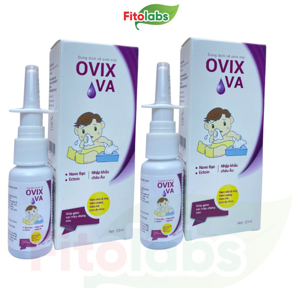 COMBO 2 LỌ Xịt Mũi Ovix VA Cho Bé Chứa Nano Bạc Giúp Làm Sạch Mũi, Giảm Viêm Mũi Xoang Lọ 20ml - FITO522