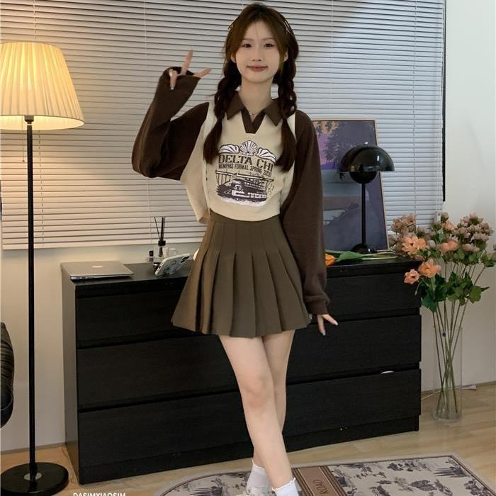 Áo croptop dài tay nữ cổ bẻ túi ngực đen trắng chất thun ôm body tôn eo sexy hàn quốc