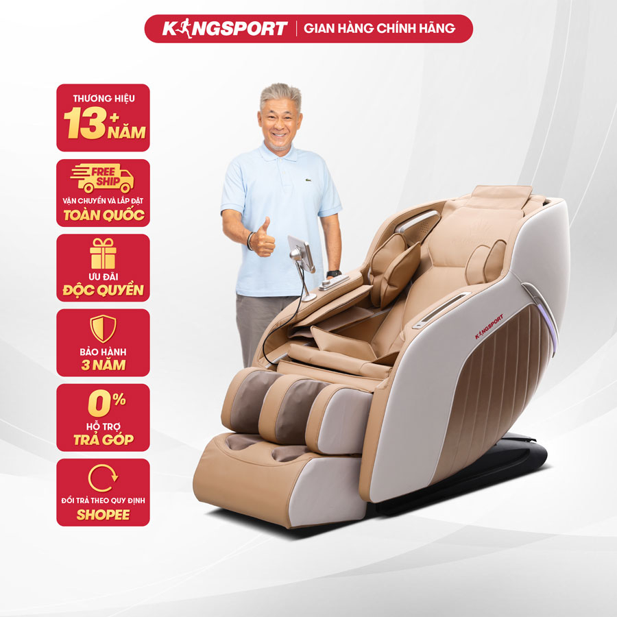 Ghế massage toàn thân cao cấp KINGSPORT G77 chế độ massage không trọng lực hiện đại, điều khiển bằng giọng nói